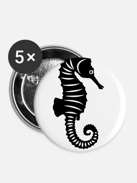 Seepferd tier - Buttons klein 25 mm (5er Pack) - Weiß