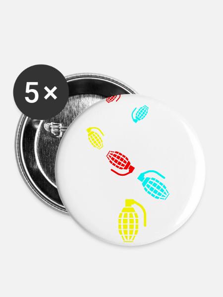 Granate waffe icon - Buttons klein 25 mm (5er Pack) - Weiß