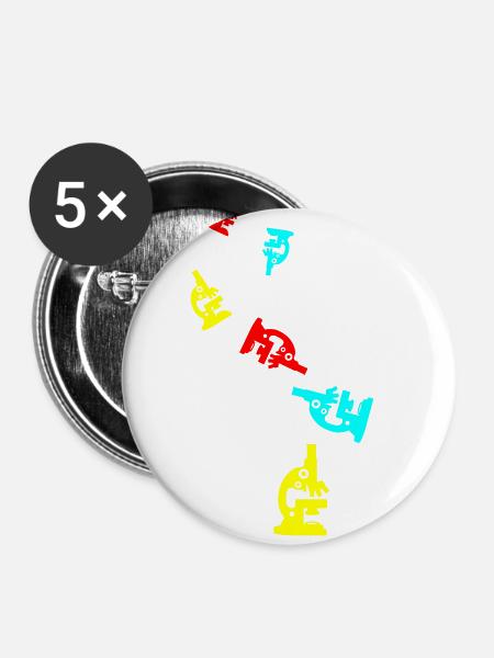 Mikroskop Icon Symbol - Buttons klein 25 mm (5er Pack) - Weiß
