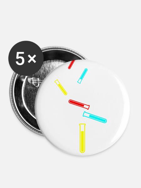Reagenzglas Symbol - Buttons klein 25 mm (5er Pack) - Weiß
