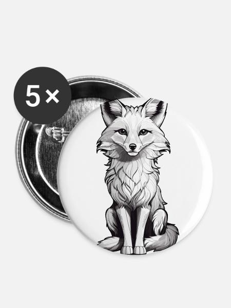 Niedlicher Fuchs Waldtier - Buttons klein 25 mm (5er Pack) - Weiß