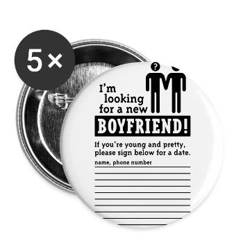 Looking For A Boyfriend (homo) - Buttons small 1''/25 mm (5-pack) - white - Front