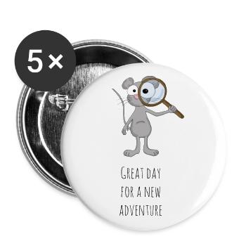 Adventure mouse - Buttons small 1''/25 mm (5-pack) - white - Front