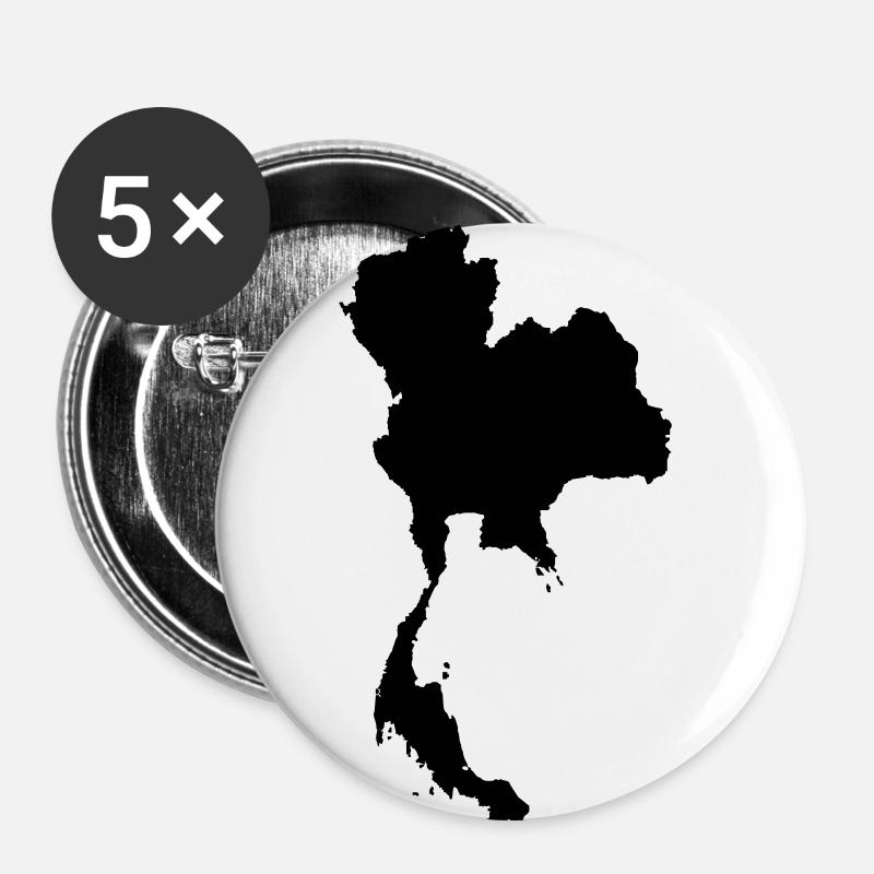 Thailand Silhouette Map - Buttons small 1''/25 mm (5-pack) - white