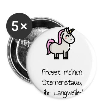 Einhorn Spruch Sternenstaub. Geschenk - Buttons klein 25 mm (5er Pack) - Weiß - Vorne