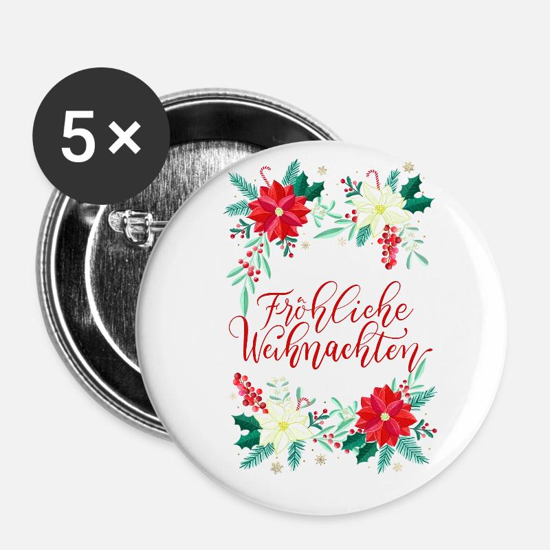 Merry Christmas - Buttons small 1''/25 mm (5-pack) - white
