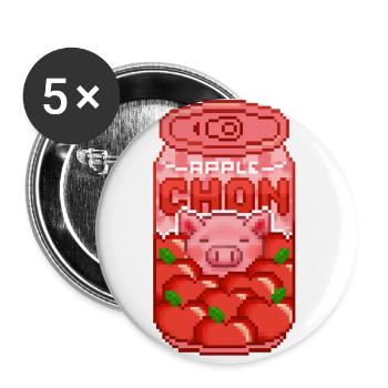 Apple Chon Pixel Art – Cute Apple Pig - Buttons small 1''/25 mm (5-pack) - white - Front