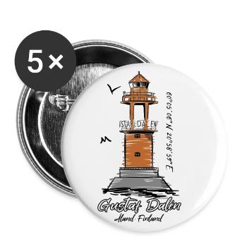 T-SHIRTS GUSTAF DALE, PRODUITS LIGHTHOUSE, CADEAUX - Lot de 5 petits badges (25 mm) - blanc - Devant