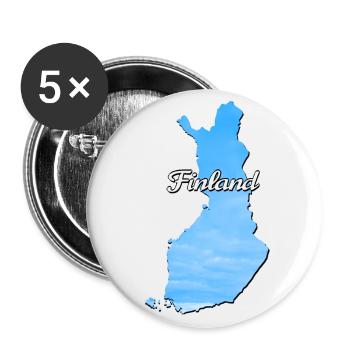 The map of Finland Suomi, blue color - Buttons small 1''/25 mm (5-pack) - white - Front