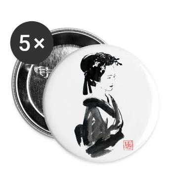 Bijin: eine schöne Japanerin - Buttons klein 25 mm (5er Pack) - Weiß - Vorne