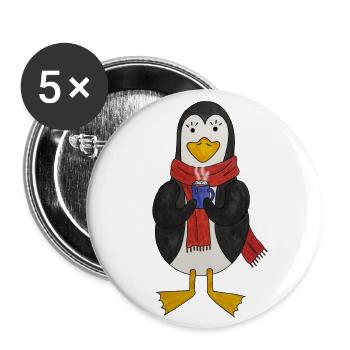 Pingouins Winter cozzy hygge cosy winter time - Lot de 5 petits badges (25 mm) - blanc - Devant