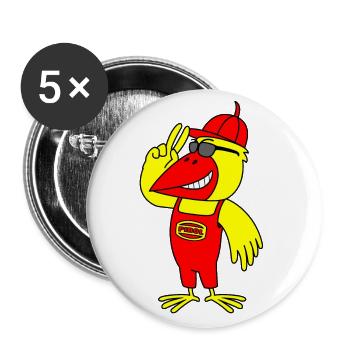 Minol Oriole oiseau (version cool) - Lot de 5 petits badges (25 mm) - blanc - Devant
