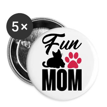 Fête des mères chat mignon mère - fun mom - Lot de 5 petits badges (25 mm) - blanc - Devant