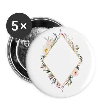 Personalisierbarer Blumen, Raute, bunt - Buttons klein 25 mm (5er Pack) - Weiß - Vorne