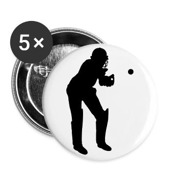 Receveur de cricket en action - Lot de 5 petits badges (25 mm) - blanc - Devant
