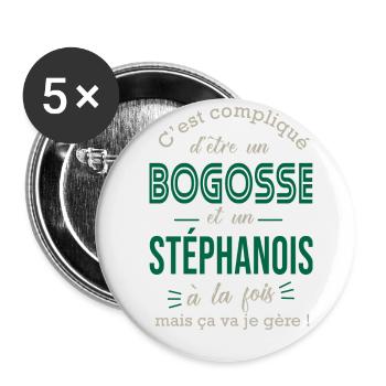 Stéphanois cadeau homme Saint étienne St étienne - Lot de 5 petits badges (25 mm) - blanc - Devant