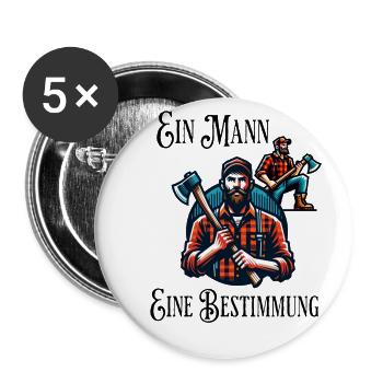 Holzfäller Lustiger Spruch Mann Axt Holz Machen - Buttons klein 25 mm (5er Pack) - Weiß - Vorne