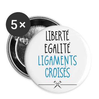 Liberté Egalité Ligaments Croisés - Lot de 5 petits badges (25 mm) - blanc - Devant
