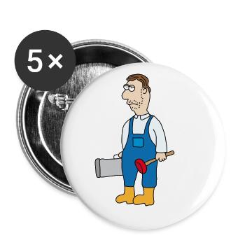 Hausmeister | Klempner | Handwerker | Werkzeug Klo - Buttons klein 25 mm (5er Pack) - Weiß - Vorne