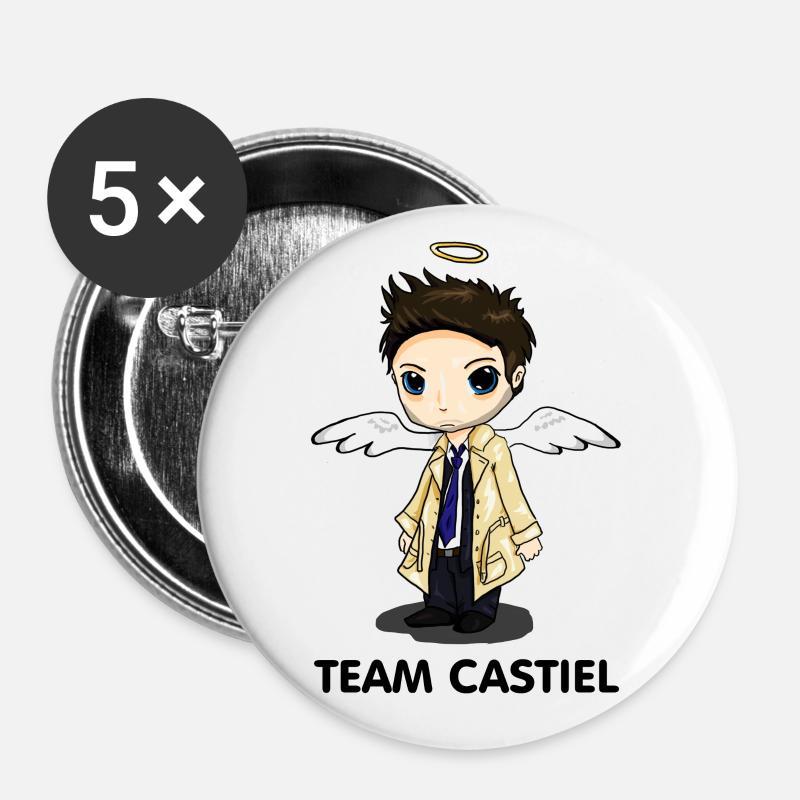 Team Castiel (light) - Buttons small 1''/25 mm (5-pack) - white