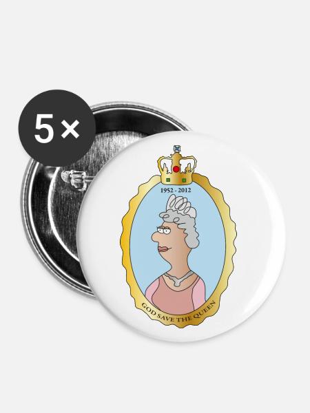 Queen Elizabeth II - Buttons klein 25 mm (5er Pack) - Weiß