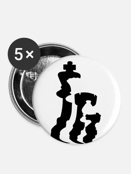 Schachfiguren - Buttons klein 25 mm (5er Pack) - Weiß