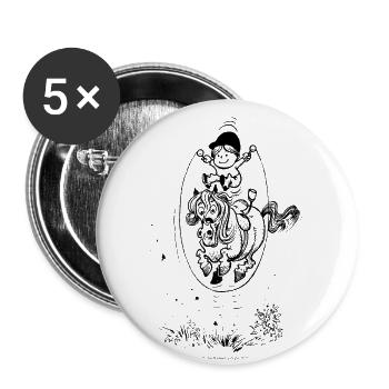 Thelwell Pony springt Springseil - Buttons klein 25 mm (5er Pack) - Weiß - Vorne