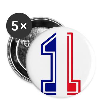 France number 1 - Buttons small 1''/25 mm (5-pack) - white - Front