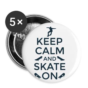 Patineurs Keep Calm Et Skate on Skateboard - Lot de 5 petits badges (25 mm) - blanc - Devant