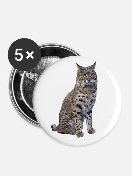 Luchs - Buttons klein 25 mm (5er Pack) - Weiß
