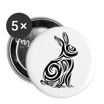 Hase Tribal Tattoo - Buttons klein 25 mm (5er Pack) - Weiß - Vorne