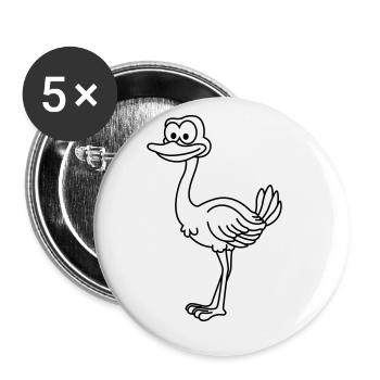 Strauß Comic Tier - Buttons klein 25 mm (5er Pack) - Weiß - Vorne