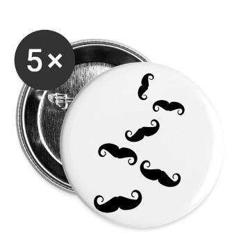 Moustache symbol - Buttons small 1''/25 mm (5-pack) - white - Front