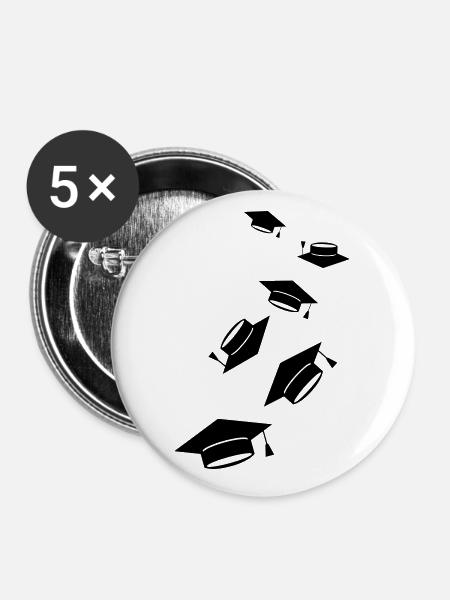 Student Abschluss - Buttons klein 25 mm (5er Pack) - Weiß