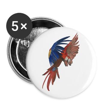 fliegender Ara Papagei makaw - Buttons klein 25 mm (5er Pack) - Weiß - Vorne
