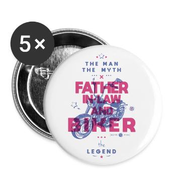 Father in law and biker the myth the legend - Buttons small 1''/25 mm (5-pack) - white - Front
