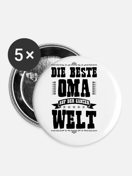 Beste Oma der Welt - Buttons klein 25 mm (5er Pack) - Weiß