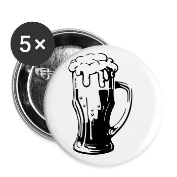 Beer Glass Symbol - Buttons small 1''/25 mm (5-pack) - white - Front