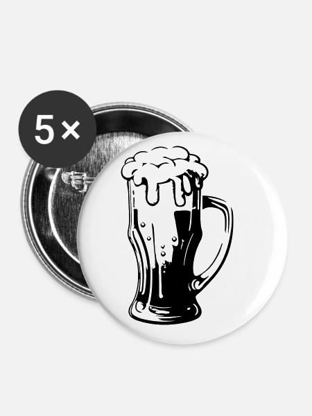 Bierglas Symbol - Buttons klein 25 mm (5er Pack) - Weiß