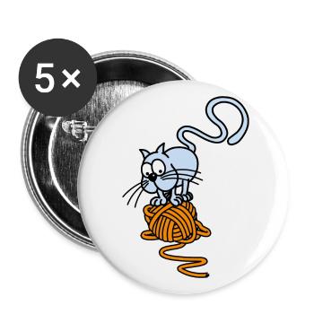 Boule de chat - Lot de 5 petits badges (25 mm) - blanc - Devant