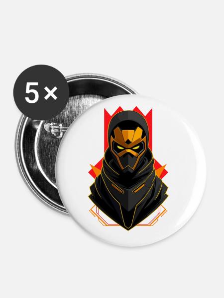 Goldener Roboter - Buttons klein 25 mm (5er Pack) - Weiß