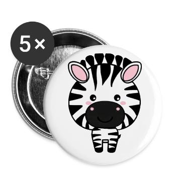 Süßes Kawaii Zebra - Bezauberndes Tierdesign - Buttons klein 25 mm (5er Pack) - Weiß - Vorne