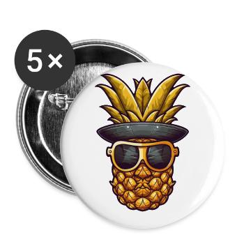 Cool gangster pineapple hip design with sunglasses - Buttons small 1''/25 mm (5-pack) - white - Front