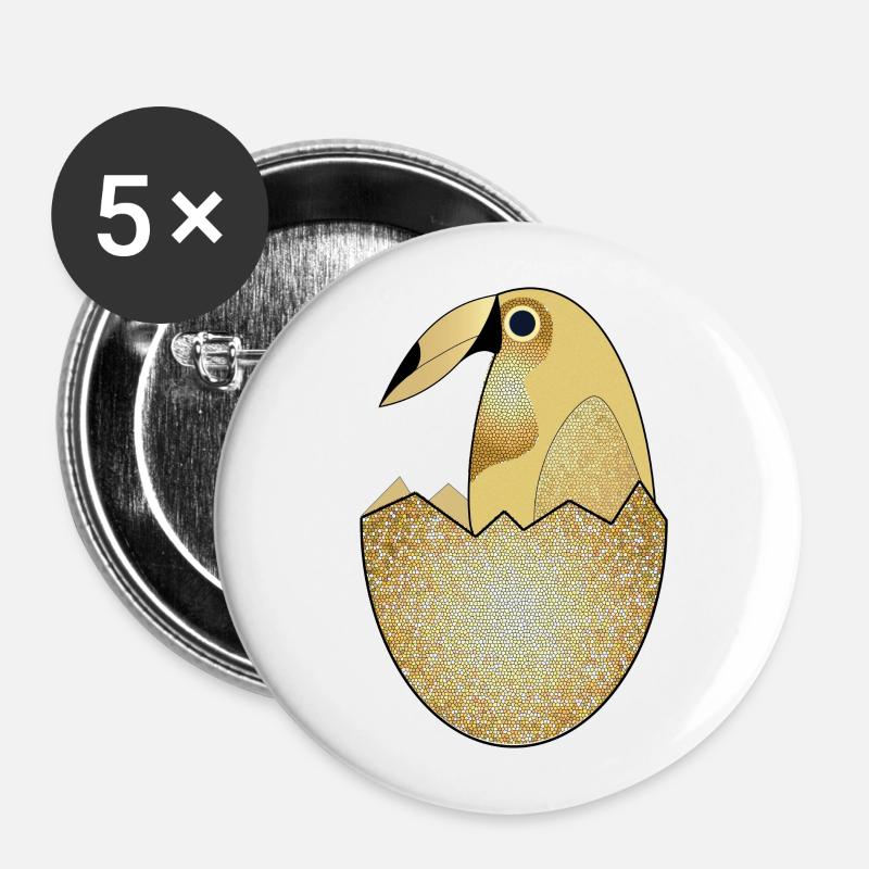 TUCANATA CLASSIC - ÉDITION OR - Lot de 5 petits badges (25 mm) - blanc