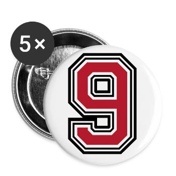 9 Zahl symbol - Buttons klein 25 mm (5er Pack) - Weiß - Vorne