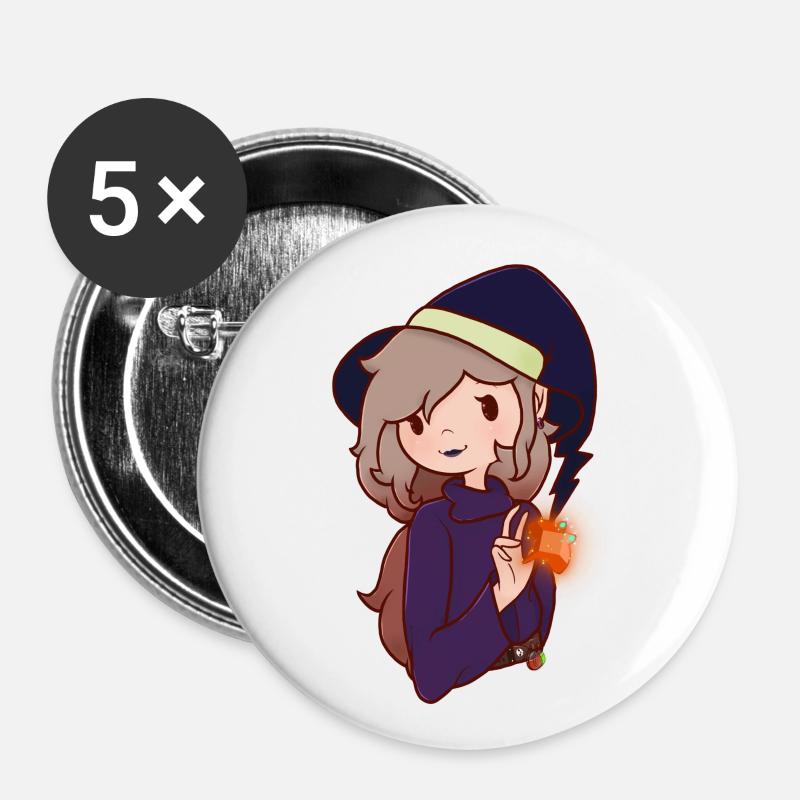 Chibi Witchy Freya - Buttons klein 25 mm (5er Pack) - Weiß