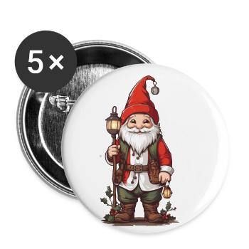 Nordischer Weihnachtsgnom festliches Weihnachten - Buttons klein 25 mm (5er Pack) - Weiß - Vorne