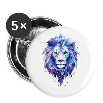 Lion, Lion's Head, Animal, Geometric, Colorful, Art, Motif - Buttons small 1''/25 mm (5-pack) - white - Front