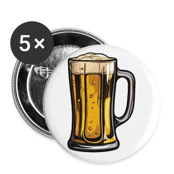 Beer Glass Icon - Buttons small 1''/25 mm (5-pack) - white - Front