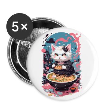 Katze Goth Pastel Ramen Nudelsuppe Kawaii - Buttons klein 25 mm (5er Pack) - Weiß - Vorne